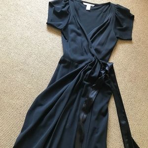 FLASH DVF Black Wrap Dress w/Satin Tie